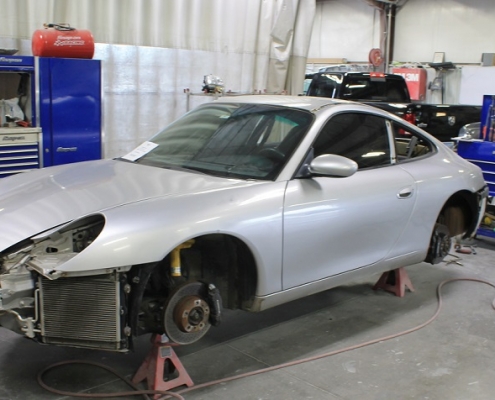 Car getting auto body repair at Collision Center of Andover shop