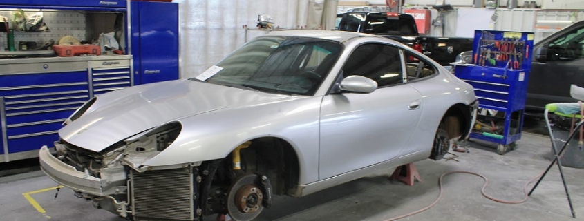 Car getting auto body repair at Collision Center of Andover shop
